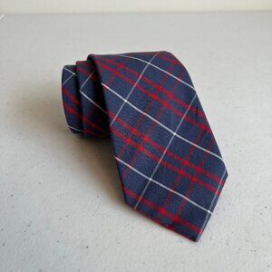 J. Crew Mixed Plaid Tie - Blue, Red, and White, 100% Cotton